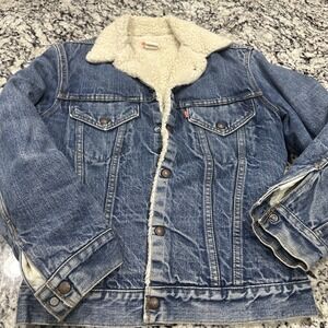 Vintage Levis Jacket Mens 36 Blue Denim Sherpa Lined USA Made 80s 70605 0217 80s